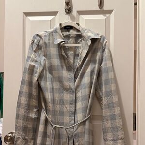 Theory Gray Plaid Shirt Dress